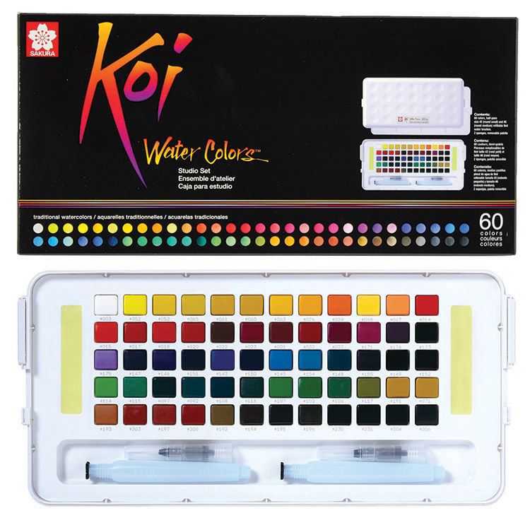 Sakura • scatola per schizzi ad acquerello koi 60 + waterbrush