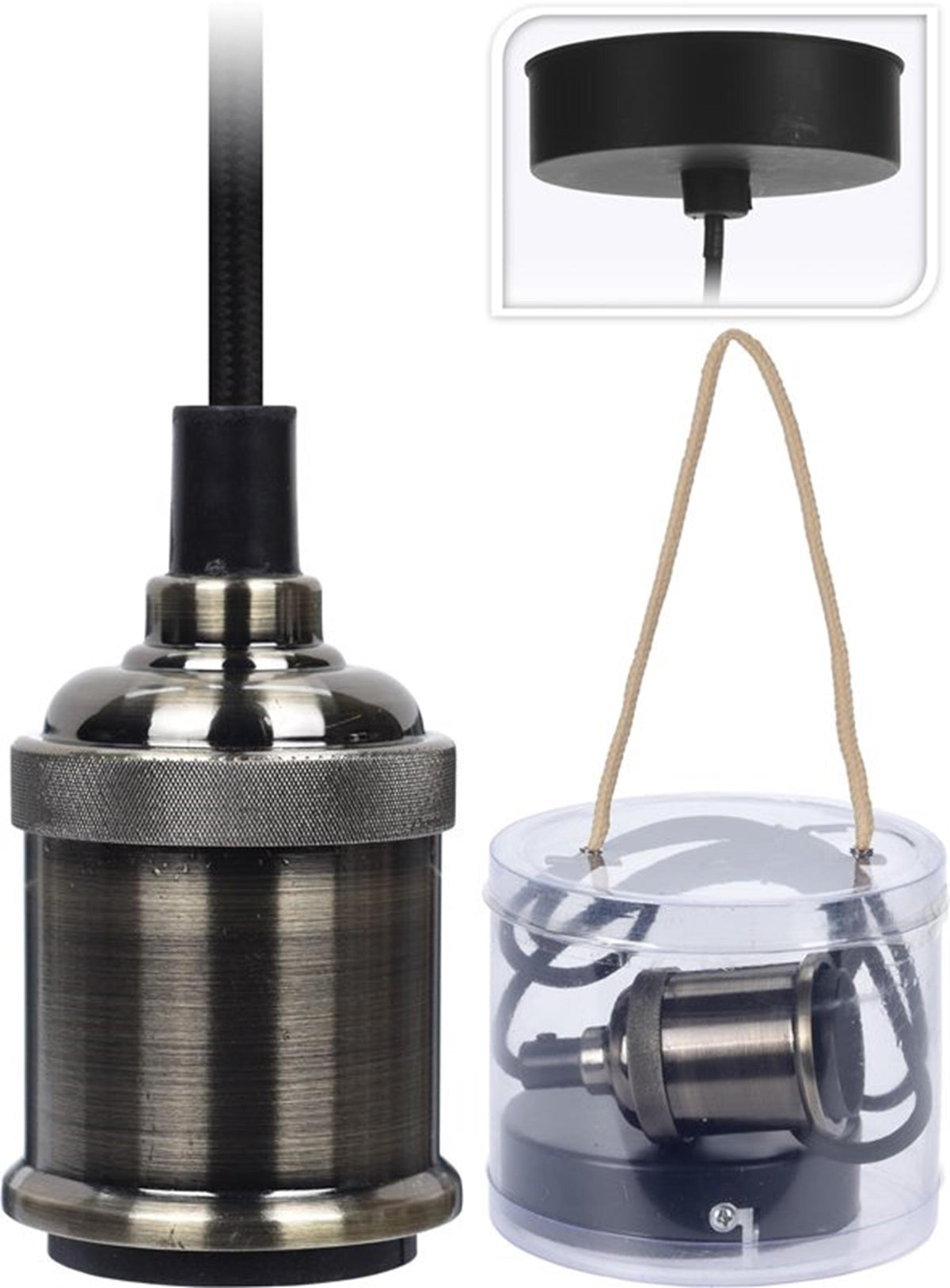 Home styling hanglamp, e27 fitting, kabel 100cm, 40w platinum