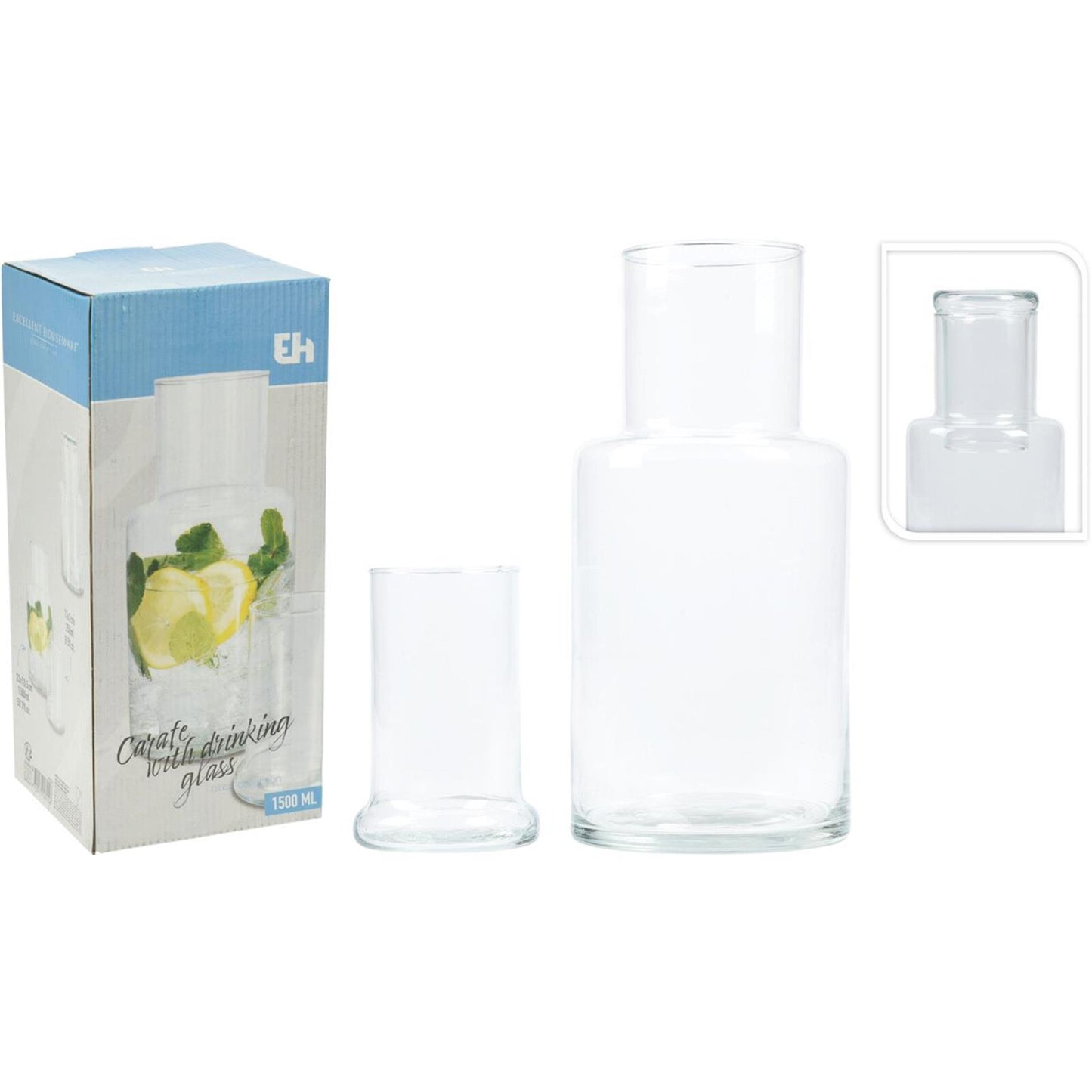 Excellent houseware schenkkan met drinkglas 1500ml