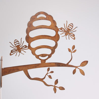 Season inspired decoration bee's nest metal 34x33cm rust color