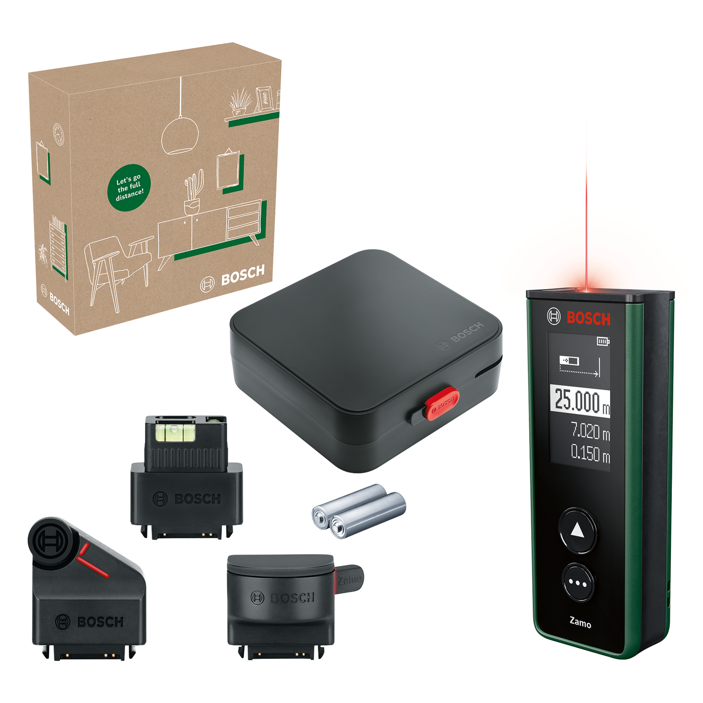 Juego de telémetro láser verde zamo de Bosch | incluyendo baterías - 06036729z1