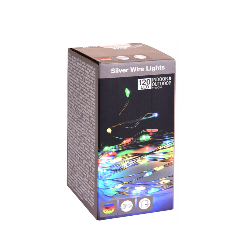 Hilo plateado LED multicolor 120 LEDs 1190cm