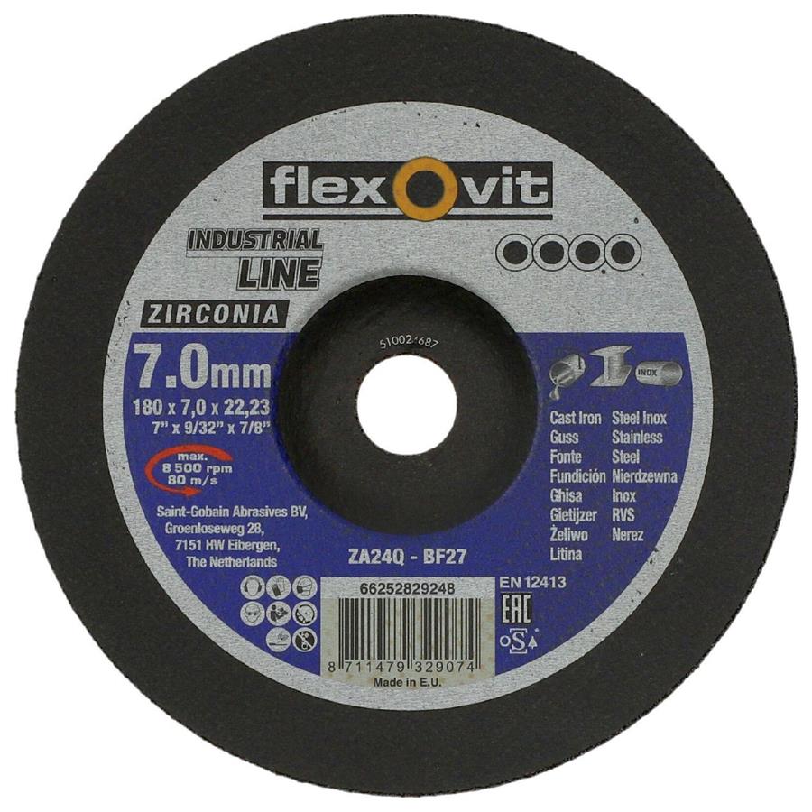 Flexovit abs zirconio 180x7x22.23 za24q t27 acciaio inossidabile | 10 pezzi