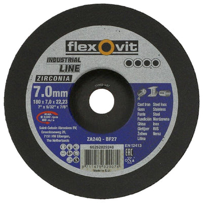 Flexovit abs zirconio 180x7x22.23 za24q t27 acciaio inossidabile | 10 pezzi
