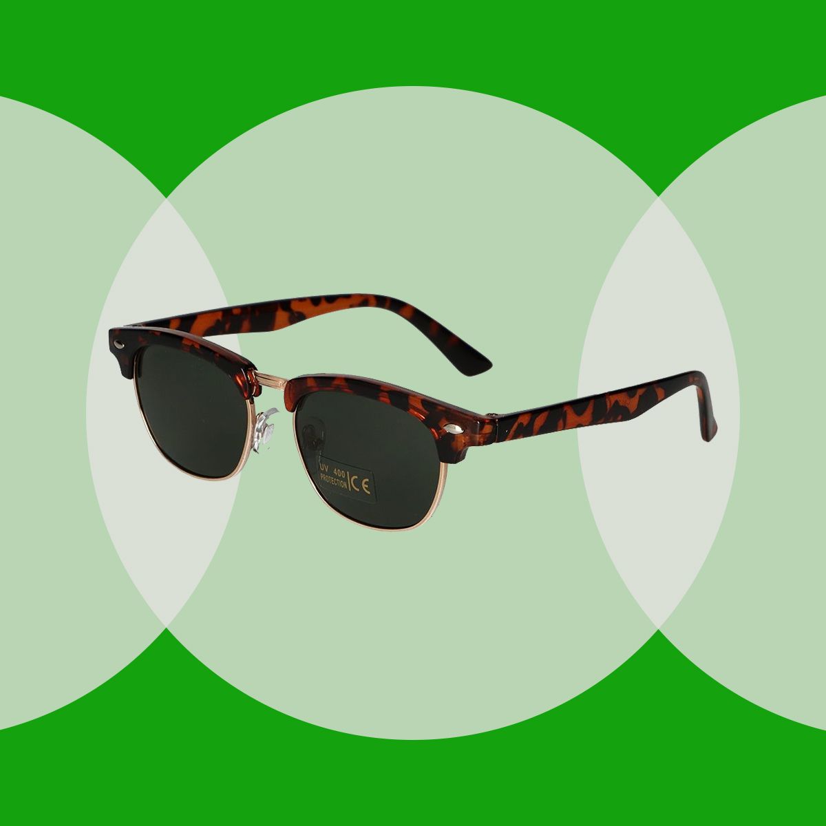 Spectrum Spectrum Sun Glasses Club Square Havana Gold Green Unisex