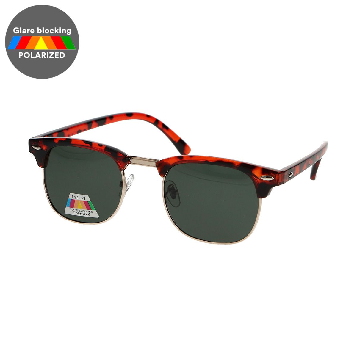 Spectrum Spectrum Polariazed Sun occhiali da sole Club Square Havana Gold Green Unisex