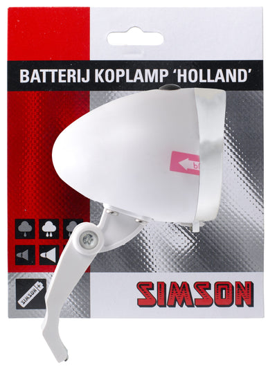 Simson Batterijkoplamp Holland Wit