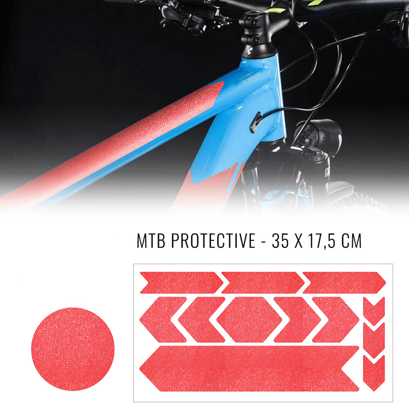 Calcomanía de protección del marco de bicicleta neón rojo