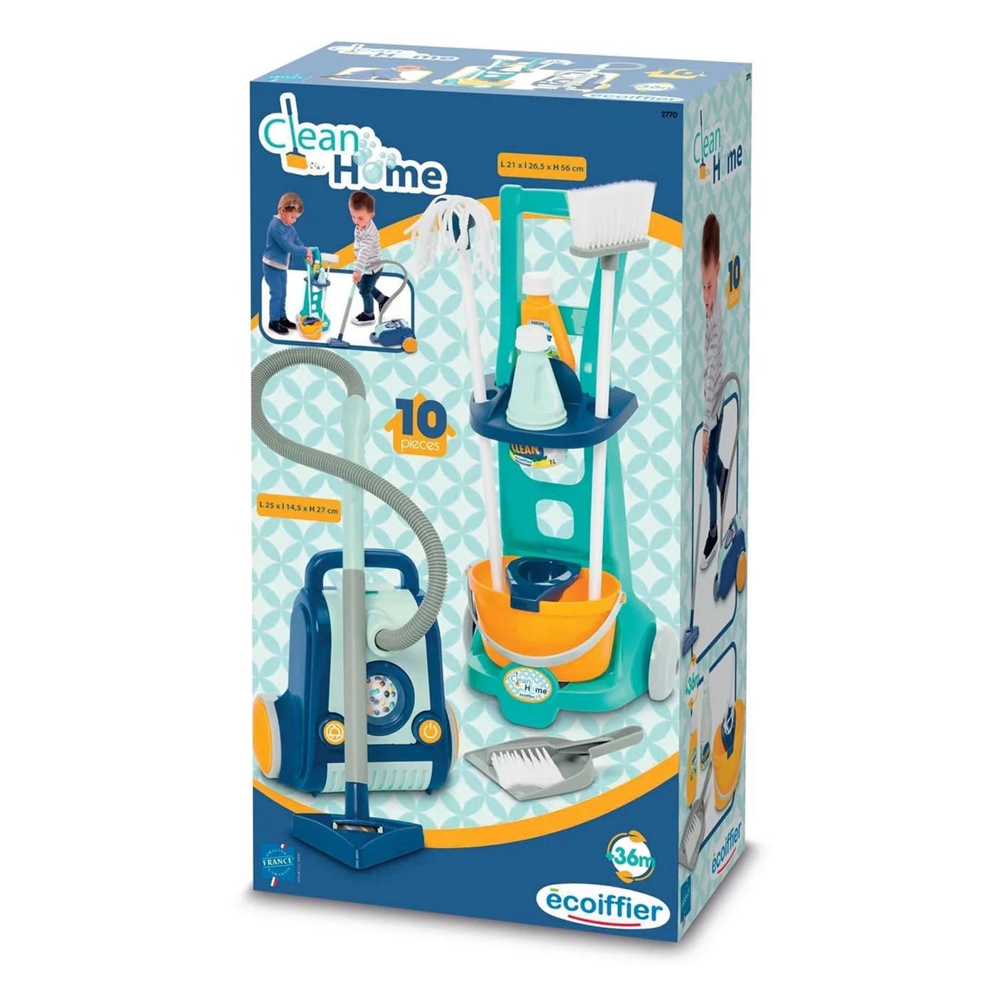 Ecoffier Clean Home Cleaning Cart con aspirapolvere