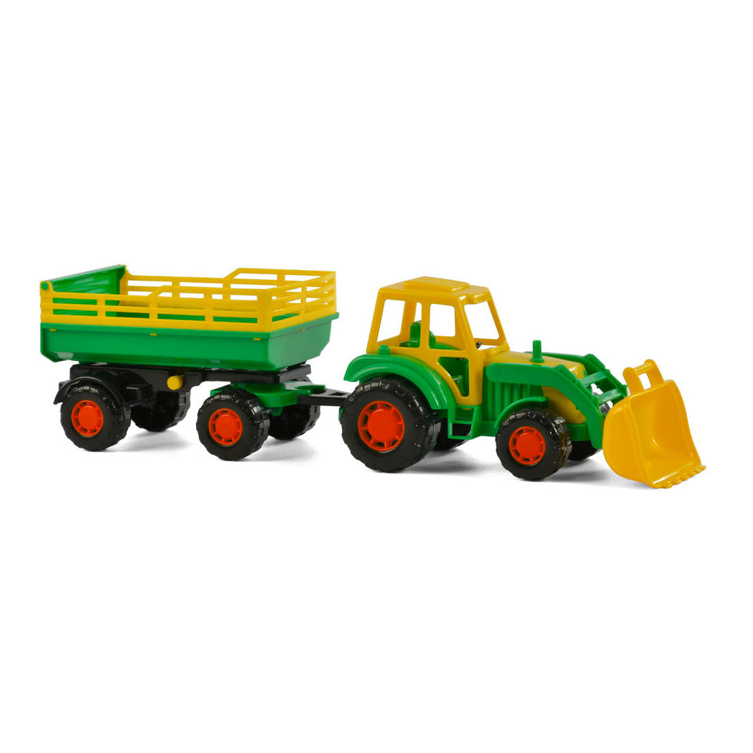 Cavallino Toys Tractor Cavallino con caricatore anteriore e rimorchio verde