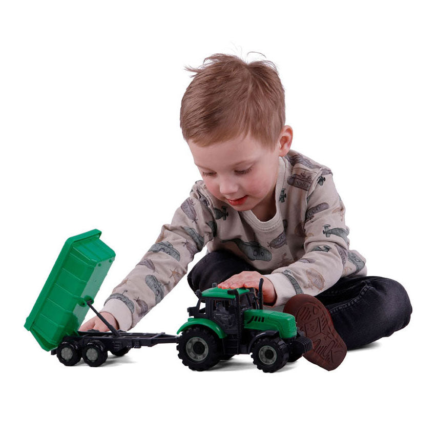 Cavallino Toys Cavallino Tractor met Kiepwagen Aanhangwagen Groen, Schaal 1:32