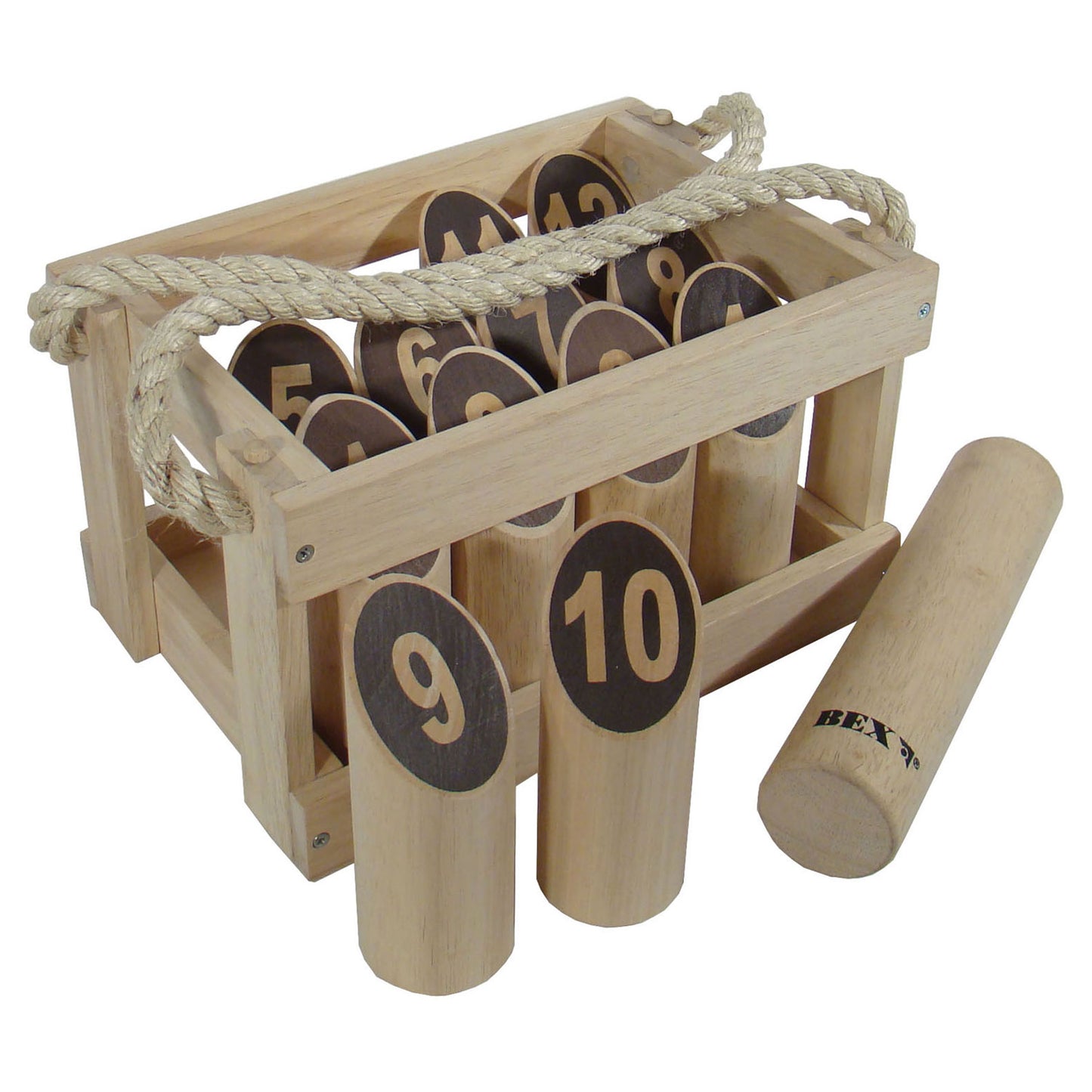 Número kubb de madera de goma original en caja de madera