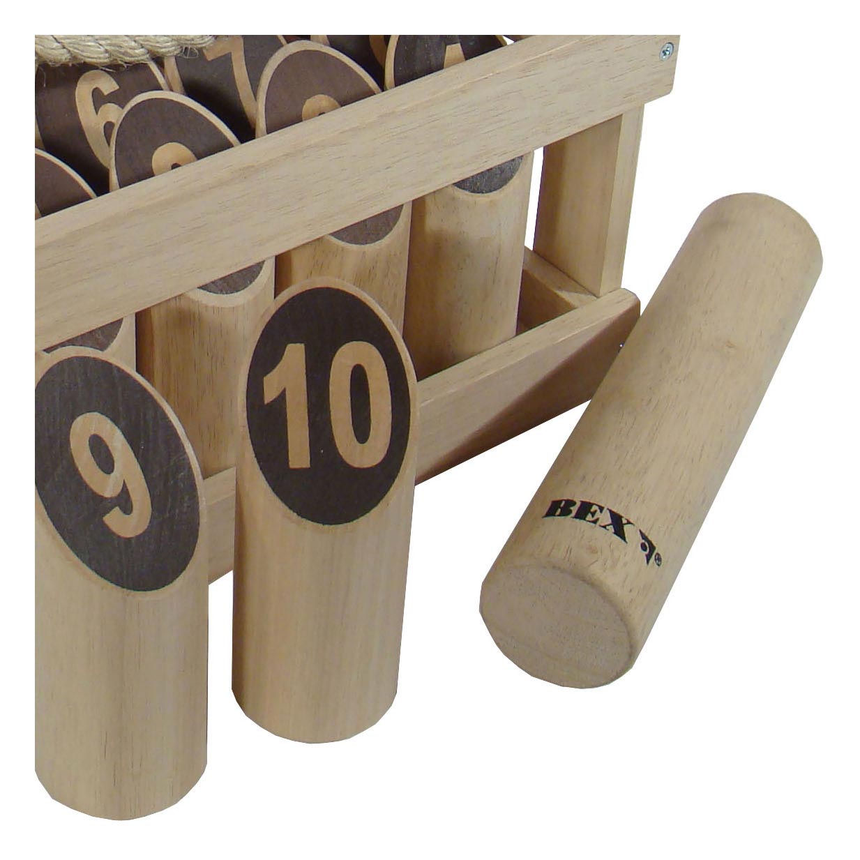 Número kubb de madera de goma original en caja de madera