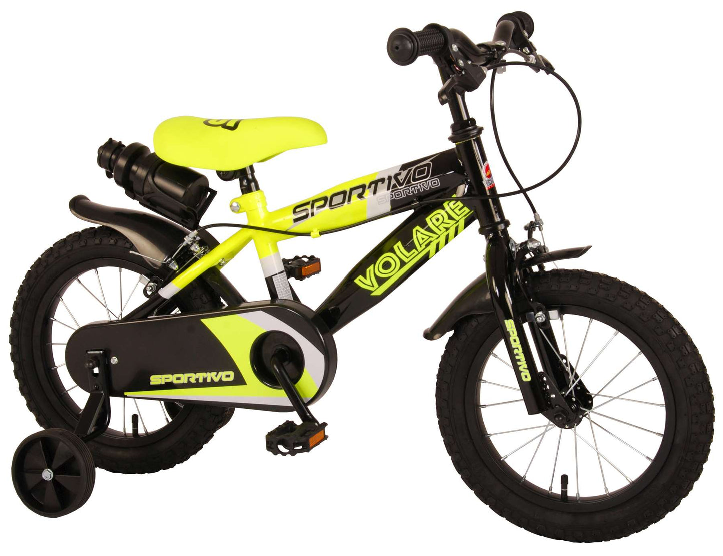 Bicycle per bambini Sports Stirare - Boys - 14 pollici - Neon Giallo Nero - Freni a due mani - 95% assemblato