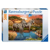 Las cebras de rompecabezas de Ravensburger en el lugar de bebida, 500º.