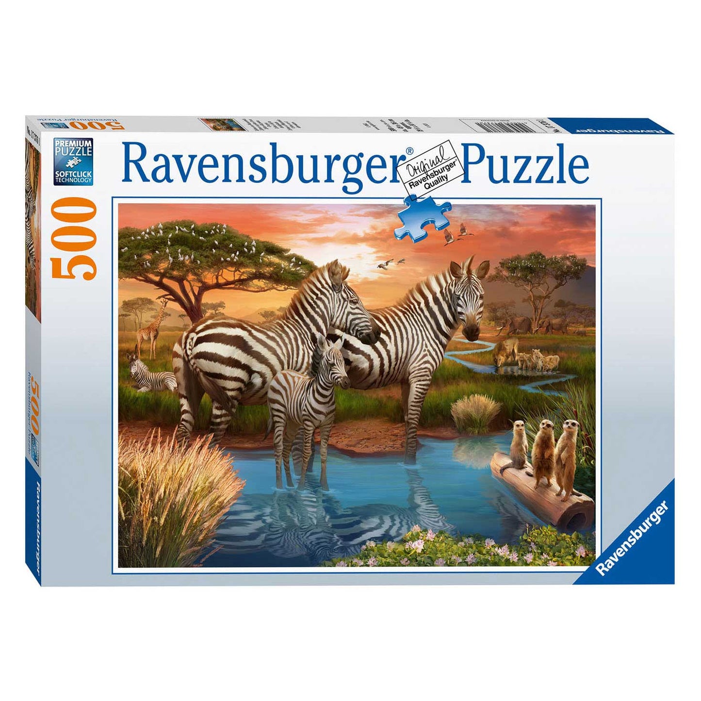 Las cebras de rompecabezas de Ravensburger en el lugar de bebida, 500º.