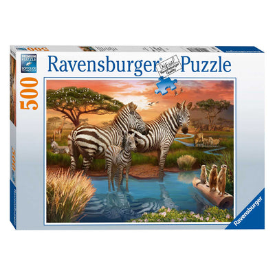 Las cebras de rompecabezas de Ravensburger en el lugar de bebida, 500º.