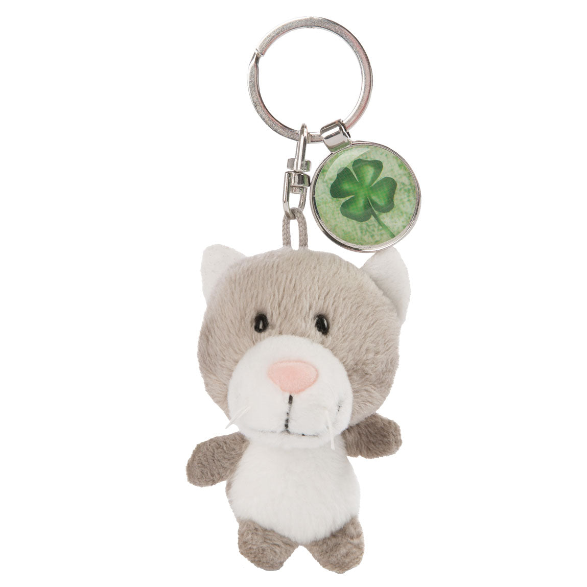 Keychain Kat di NICI Pluchen con Klaverblad, 7 cm