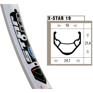 Shining X-star 19 velg wit etrto 507-19 (24x1.75) 36-gaats