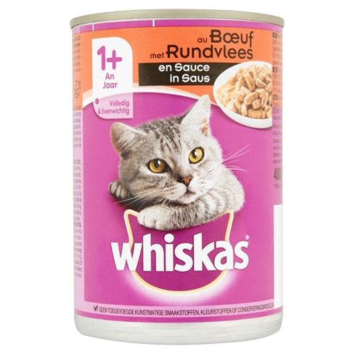 Whiskas puede carne de res para adultos en salsa