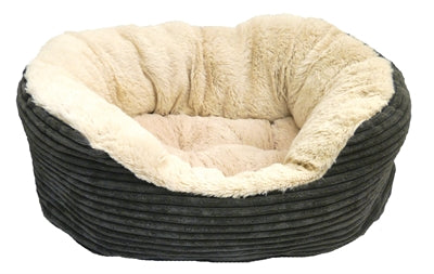 Canasta de perros de palisandro oval jumbo cordón de peluche gris crema gris