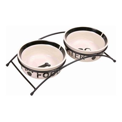 Trixie Food Bowl Bere Binking Set Set Mangia sui tuoi piedi Bianco Nero