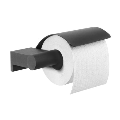 Tigre Tiger Soporte para el rollo de inodoro con tapa en negrita Matte Negro