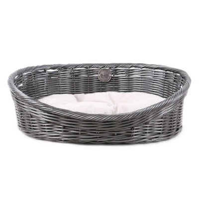 D D Huisdierenbed rustiek met kussen XL rattan grijs