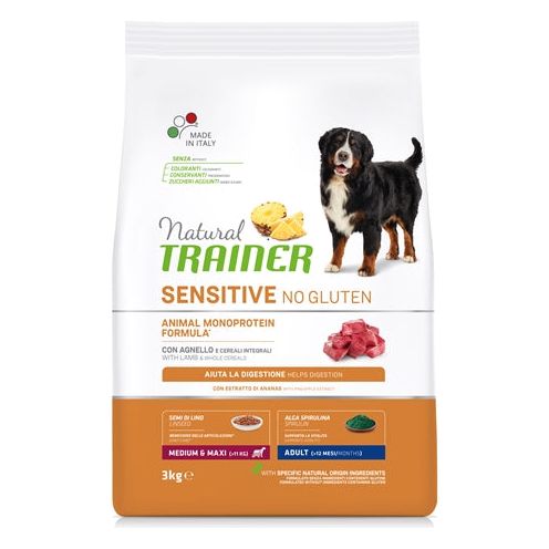 Entrenador natural perro adulto adulto maxi sensible de cordero gluten -libre