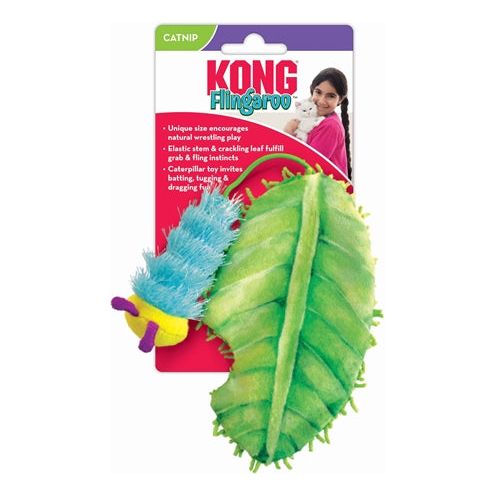 Kong Flingaroo Caterpillar con hoja con hierba gatera