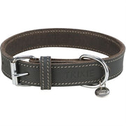 Trixie Halsband hond rustic vetleer grijs - afbeelding 1