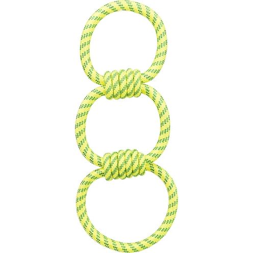 Trixie Aquatoy Rope Pull Toy Rings Green Giallo in poliestere