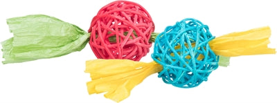 Trixie Set Rattan Balls con nastro di carta Assorti