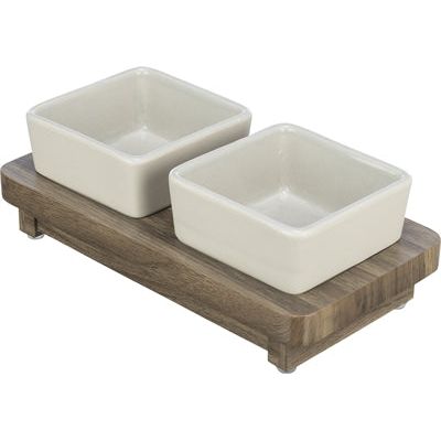 Trixie Food Bowl Bowl Dog Set City in stile ceramico grigio marrone