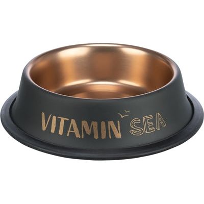 Trixie Be Nordic Feed Water Bin Acero inoxidable Bronce negro de goma