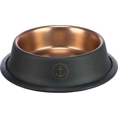 Trixie Be Nordic Feed Water Bin Acero inoxidable Bronce negro de goma