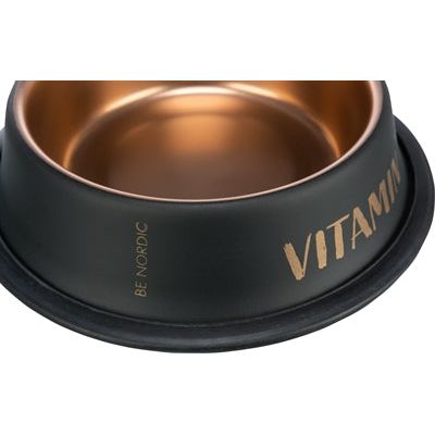 Trixie Be Nordic Feed Water Bin Acero inoxidable Bronce negro de goma