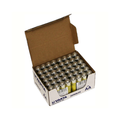 Varta Superlife AA batterijen. Zink-Carbon. per 60. (werkplaatsverpakking)