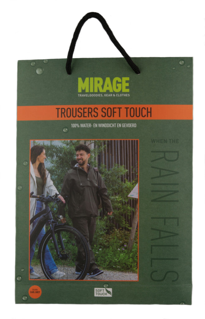 Mirage Regenbroek Rainfall Trouser Soft Touch maat S earl grey