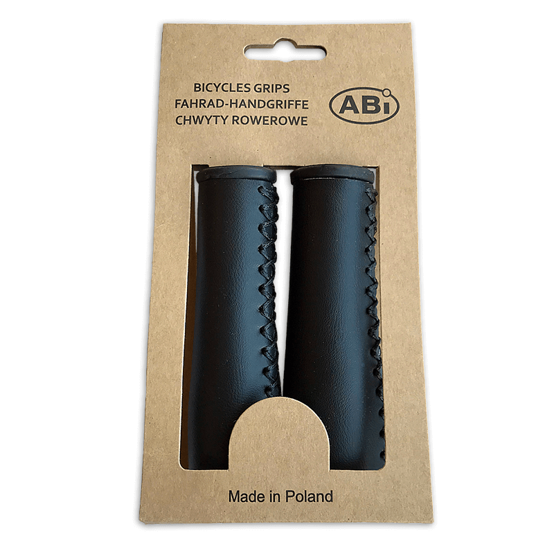 Manijas de bicicleta de cuero artificial 135 mm de negro