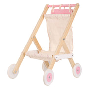 Classic World World Houten Poppenbuggy Wit Roze - afbeelding 1