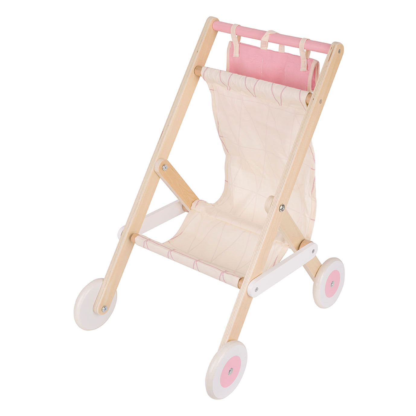 Classic World World Wood in legno Poppenbuggy Bianco Pink