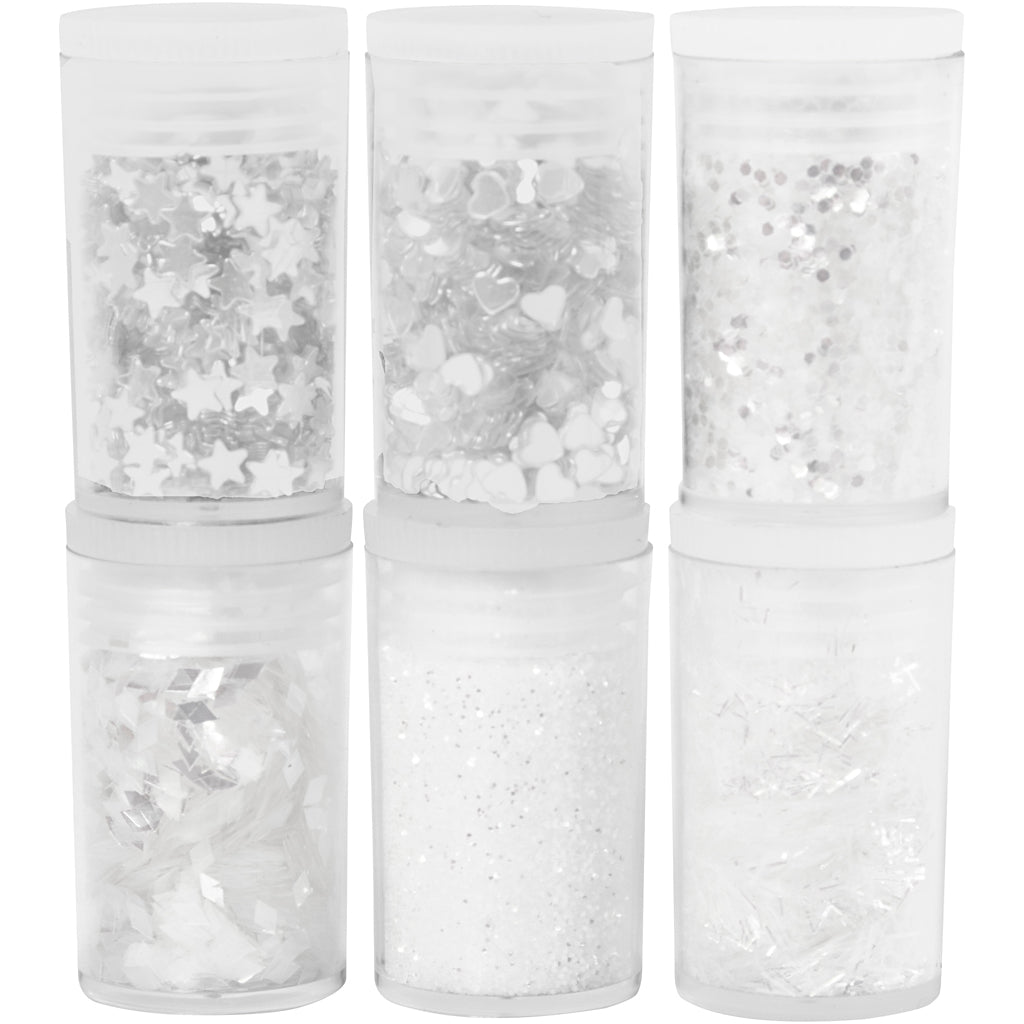 Creativ Company Glitter and Sequins White, 6x5gr