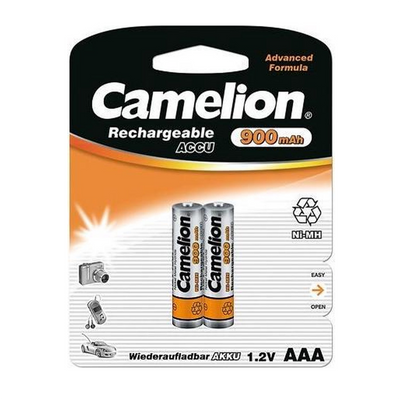Camelion Batterías AAA recargables, NIMH 900MAH. 2 piezas (paquete colgante)