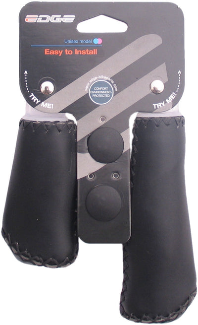 De Edge Leather Grip - Ergonomisch Lederen Handvatset - 135mm 92mm - Zwart
