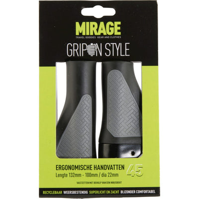 Mirage Fiets Handvatten - Comfortabel Duurzaam - Zwart Grijs