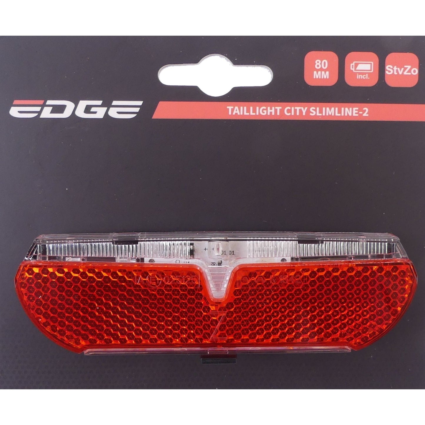 Edge Dragerachterlicht City Slimline-2 80mm StVZO keurmerk incl. batterijen