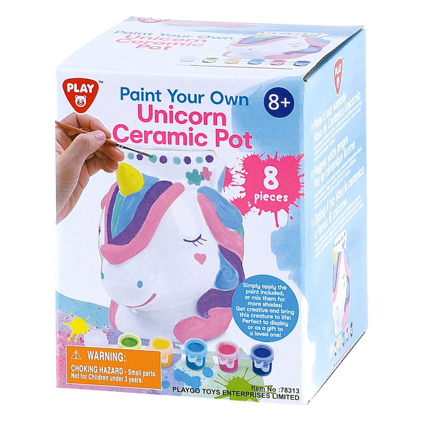 Juega pinta tu propio frasco de unicornio de cerámica, 8dlg.