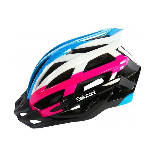 Salutoni Dames Fietshelm - Blauww Wit Roze - 58-61 cm