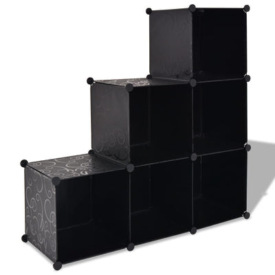 Muebles de almacenamiento de Vidaxl con 6 compartimentos negros
